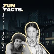 Covergrafik zu „FUN FACTS mit Jolle“ mit einer schwarz-weißen Porträtcollage vor nächtlicher Stadtkulisse und gelbem Leuchteffekt.