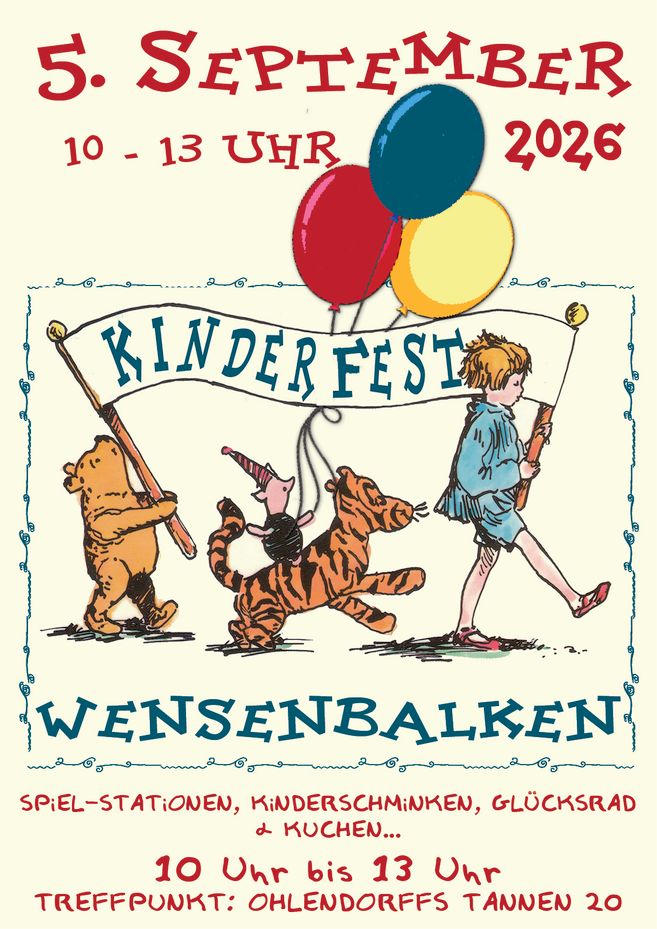 Das Bild das Einladungsplakat für das Kinderfest Wensenbalken.