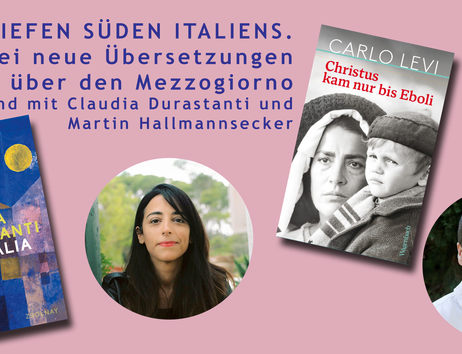 Collage: Buchcover von "Missitalia" und "Christus kam nur bis Eboli", Fotos von Claudia Durastanti und Martin Hallmannsecker 