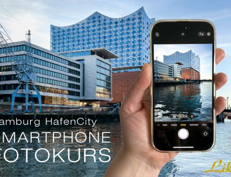 Hinweis auf Smartphone Fotokurs in Hamburg Hafencity. 