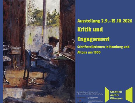 Malerei Frau am Schreibtisch und Text: Kritik und Engagement