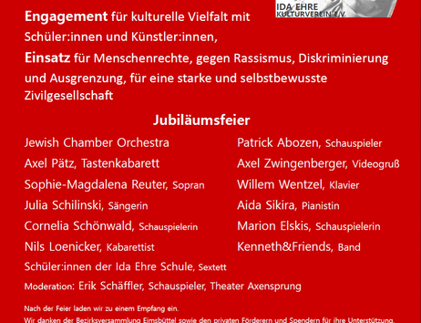 Veranstaltungsflyer 25 Jahre Ida Ehre Kulturverein