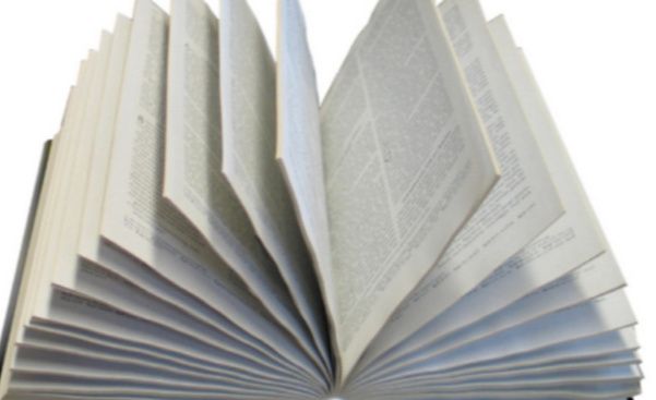 Ein aufgeschlagenes Buch mit sichtbaren Textseiten.