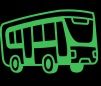 Grünes Bussymbol auf schwarzem Hintergrund.