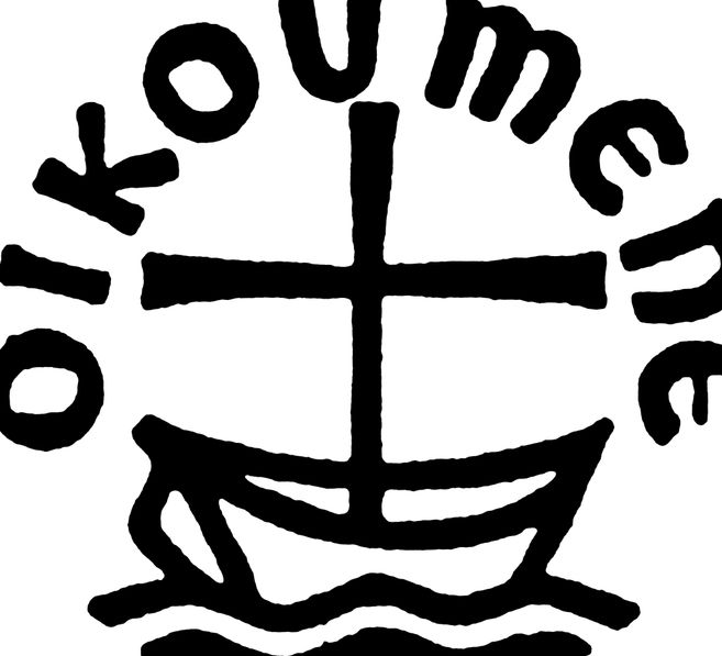 Logo des Ökumenischen Rates der Kirchen mit Kreuz und Boot.