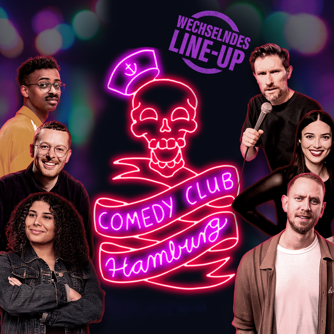 Logo vom Comedy Club Hamburg mit einer Auswahl an Comedians