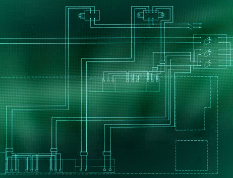 Ein technisches Schaltbild mit grünen Screenhintergund