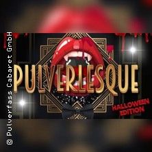 Grafik mit roten Lippen und dem Text 'Pulverlesque Halloween Edition'.