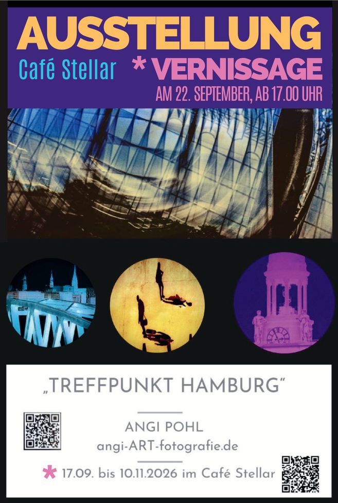 Foto-Ausstellung Angi Pohl "Treffpunkt Hamburg" ab 17. September im Café Stellat