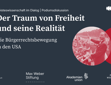 Visual zur Podiumsdiskussion „Der Traum von Freiheit und seine Realität – Die Bürgerrechtsbewegung in den USA“ 